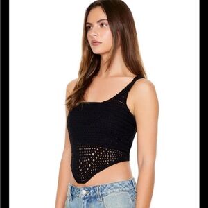 FCT with‎ love Cropped Crochet Large Black Tank Top
